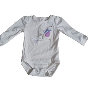 4/$20 White Long Sleeve Baby Onesie with Bear Design 0-3mths